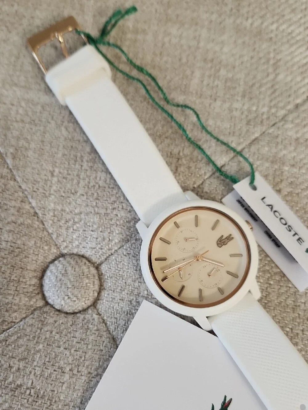 Lacoste White Silicone Watch with Rose Gold-Tone Dial